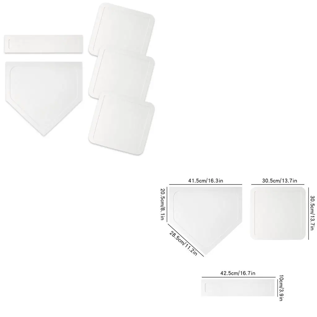 Q39E Rubber Baseball And Softball Base Set Includes Home Plate for Backyard Game