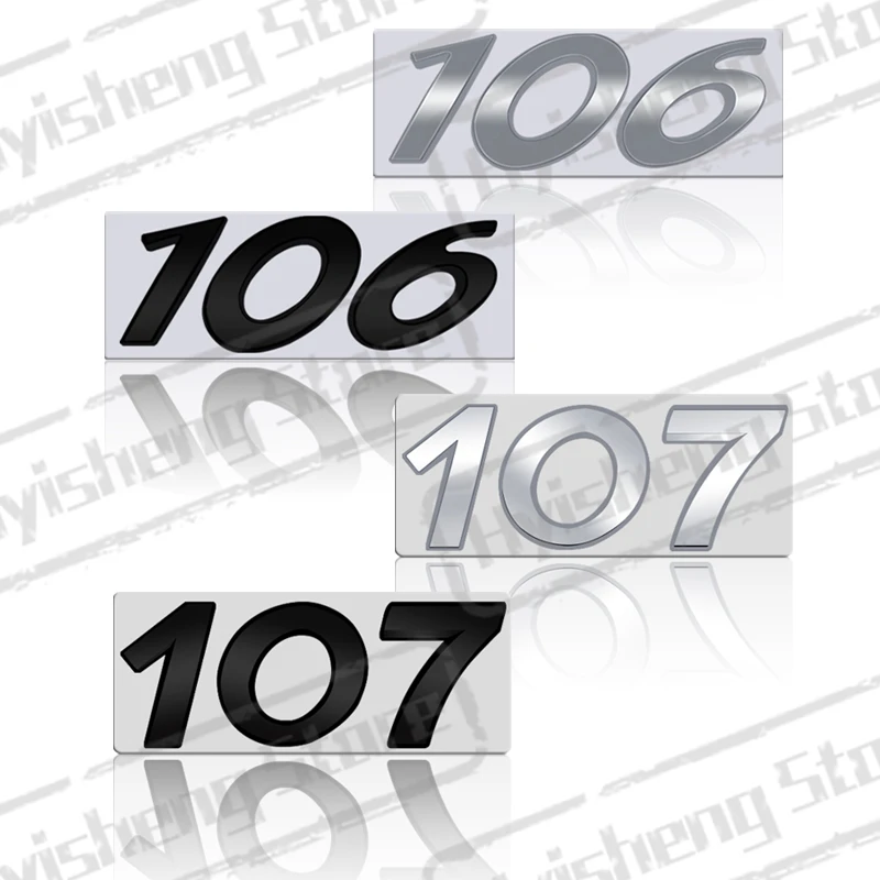 3D Metal Sticker For Peugeot 106 107 Emblem Letters Badge Decoration Rear Trunk Stickers Car Styling Accessories