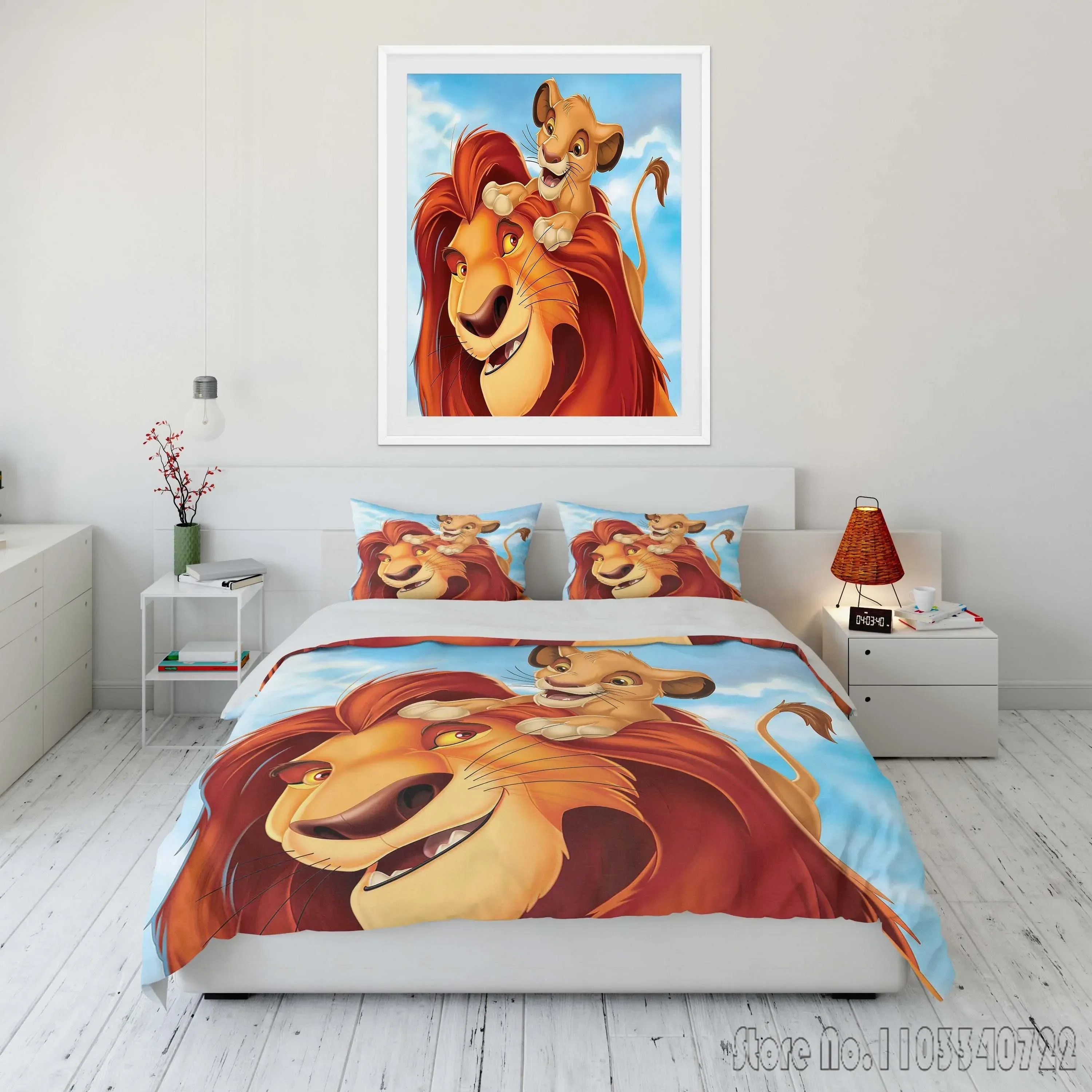 

Classic Lion King Printed Bedding Set Duvet Cover Anime Quilt Adult Kids Birthday Gift Full Size Comforter Bedding Sets