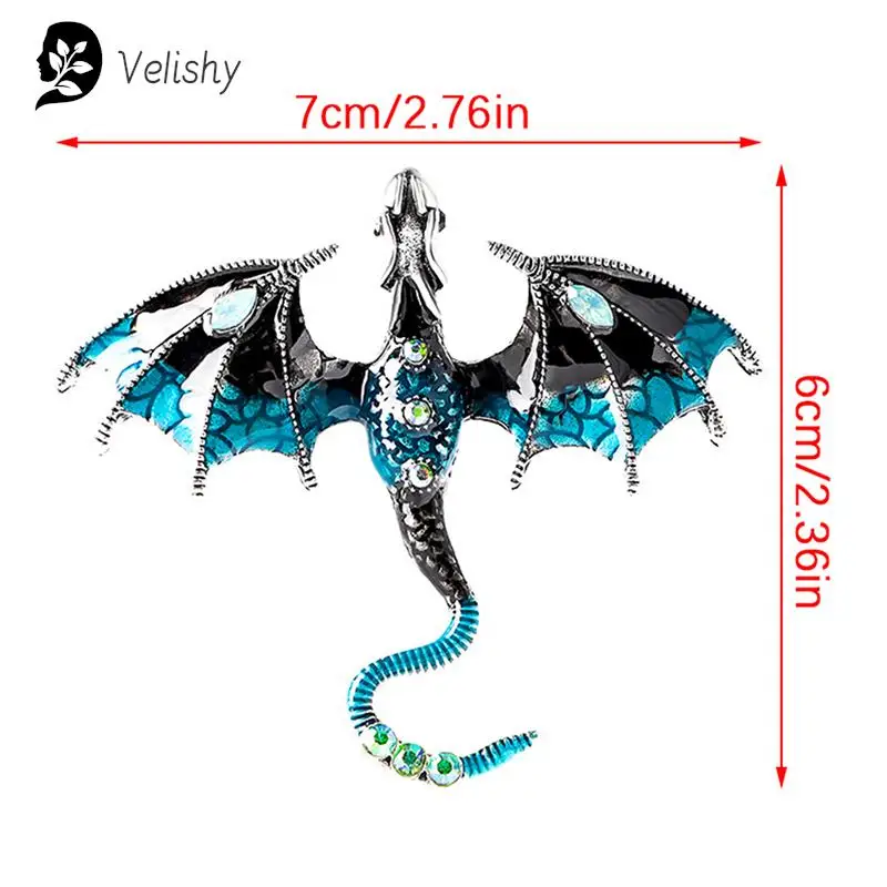Vintage naga pria wanita bros berlian imitasi terbang kaki dan hewan Pin tersedia batu permata musim dingin bros perhiasan Pin