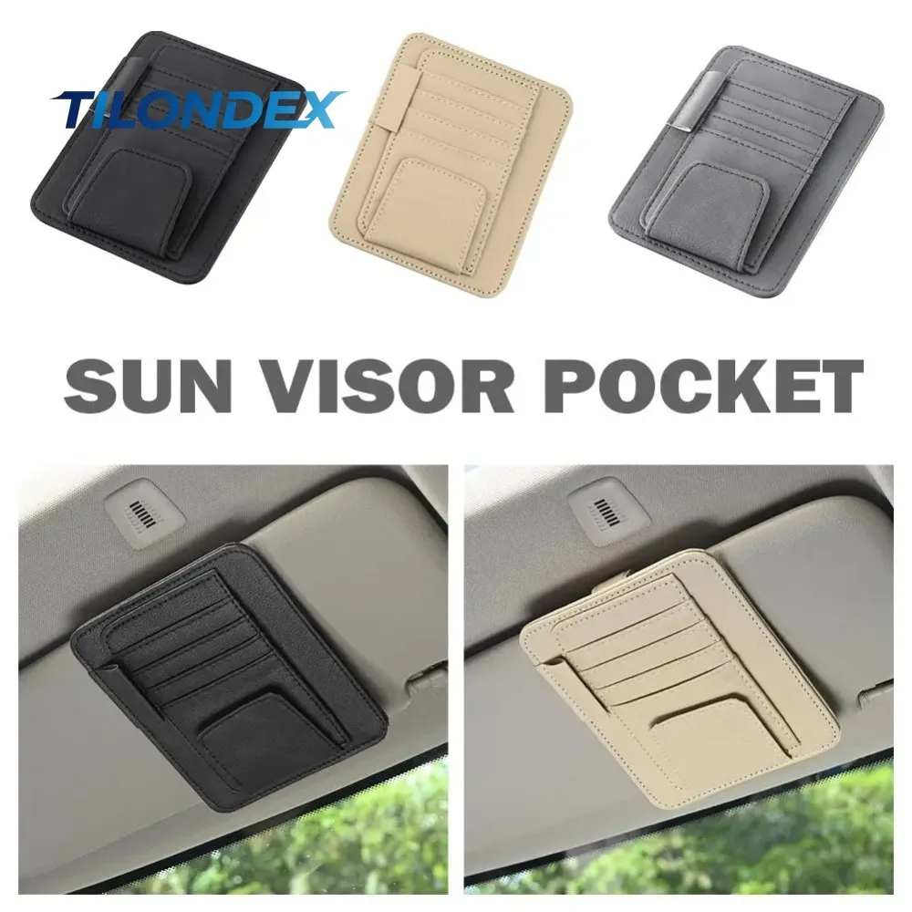 TILONDEX Car Sun Visor Organizer Multi-Pocket Business Card Storage Management Sunglasses Holder Visor Accessories Auto Interior