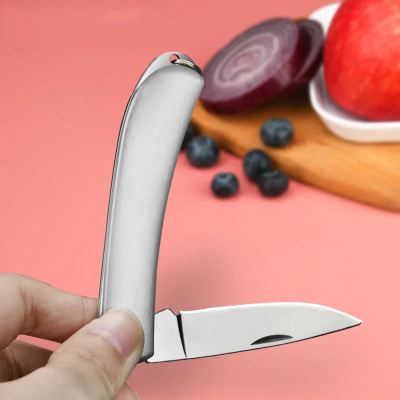 Pocket Folding Fruit Knife Stainless Steel Kitchen Knife Fruit Peeling Knives Outdoor Portable Fruit Knife Kitchen Accessories