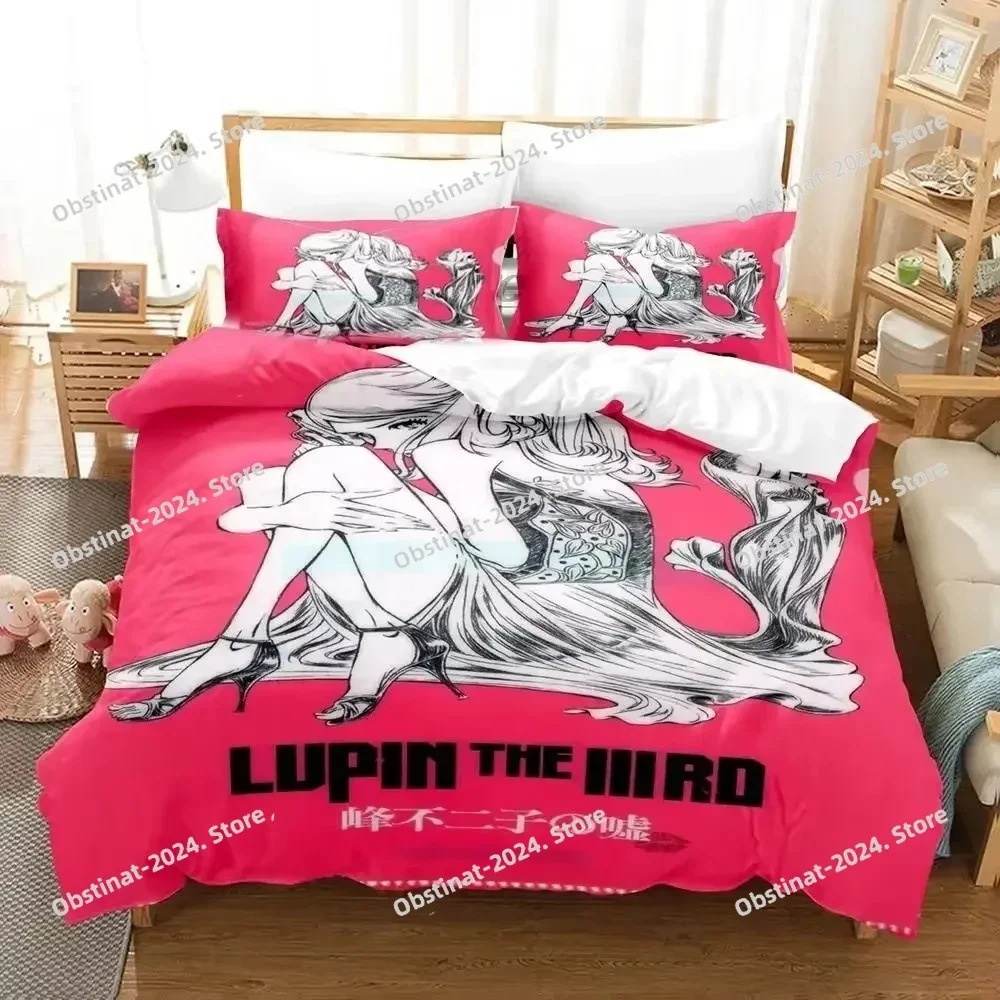

3D Anime Lupin Third Mine Fujiko Printed Bedding Duvet Cover Set Full Soft and Comfortable Perfect Children Room Decoration size