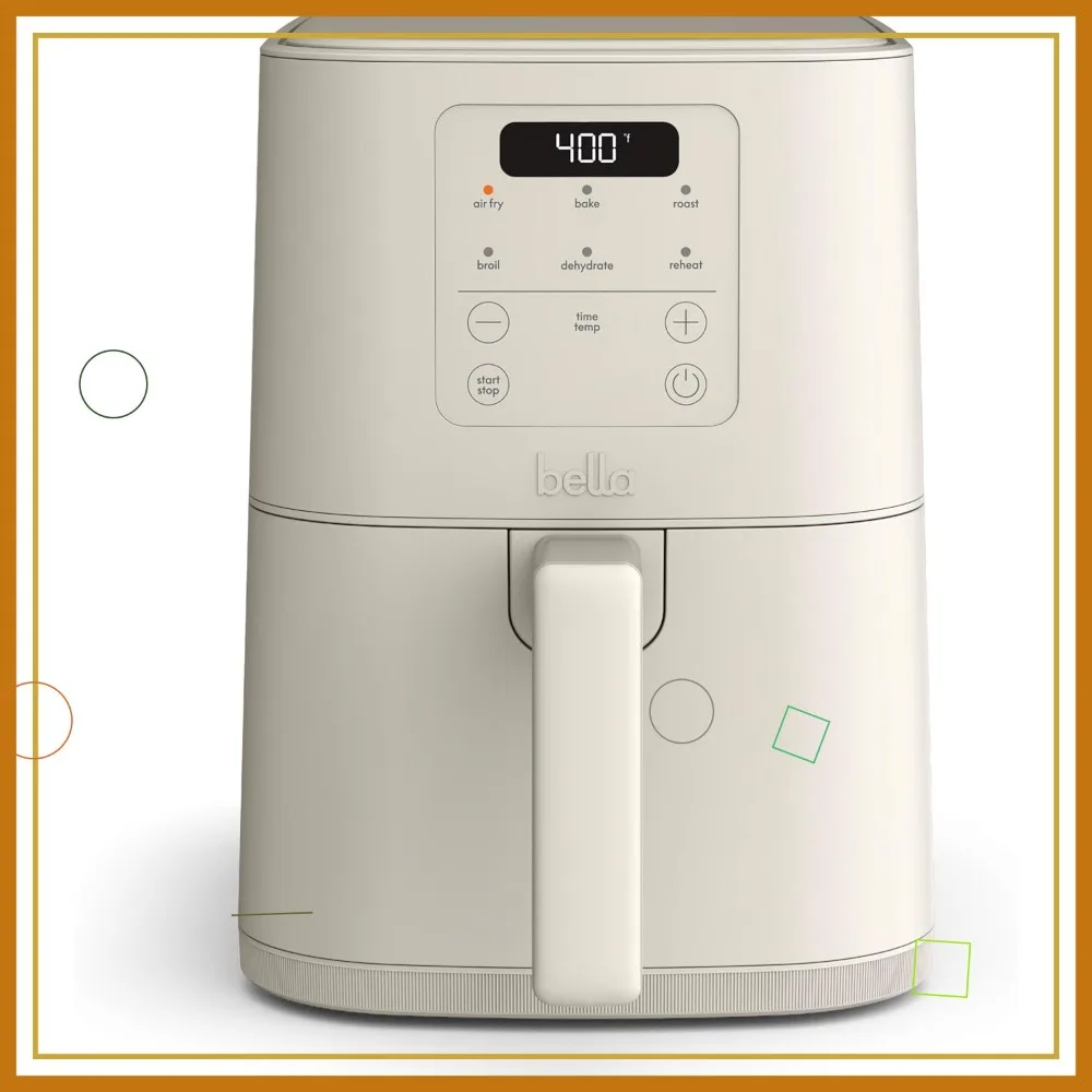 

4Qt Slim Air Fryer, Fits-anywhere Kitchenware, Ceramic Nonstick Coating, 6 Presets, 60 Min Auto Shutoff, 3.3lb Capacity