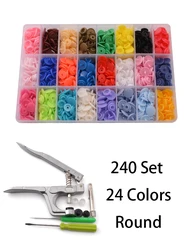 240 Sets T5 Resin Snap Poppers U Shape Fastener Snap Pliers Buttons Kit Snaps Cloth Buttons DIY Sewing And Crafting Tool