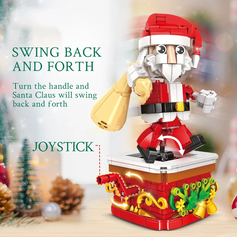Santa Claus Christmas Gifts Micro Building Block Series 3D 360 Degree Rotate Puzzle Assemble Bricks Table Decoration Toys Kids