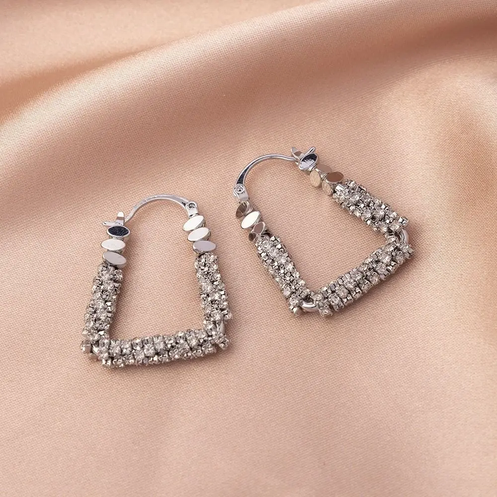 Alloy Geometric Stud Earrings Irregular Shape Geometric Design Irregular Earrings Micro Set Zircon Statement Earrings For Women