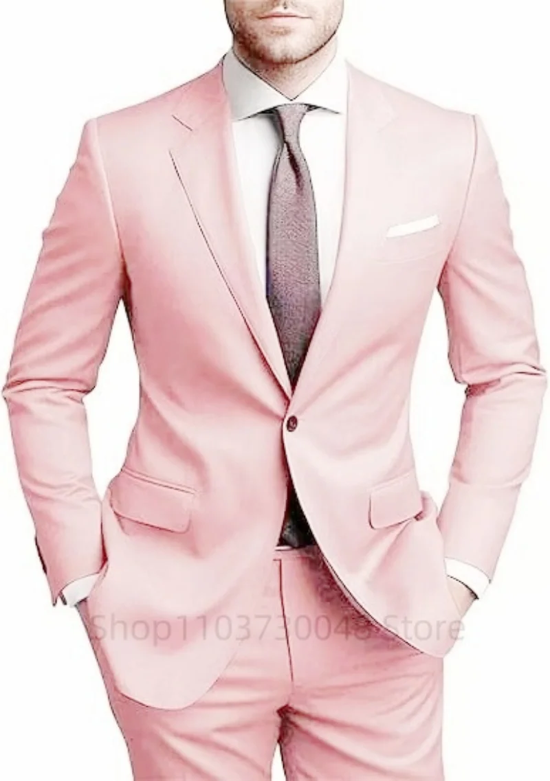 Smart Casual Men's Suit Notch Lapel One Button Jacket Pants Groom Wedding Prom Party Dinner Tuxedos Business 2-Piece Suits Set