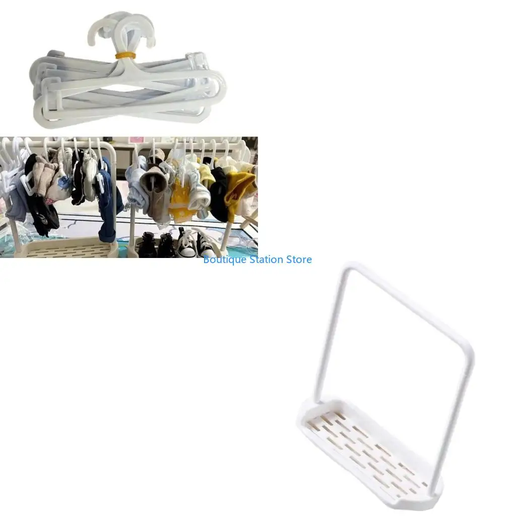 

Y55F Практичная миниатюрная вешалка для одежды с 10 вешалками для кукол 15 см 20 см, безопасный детский игровой домик, для