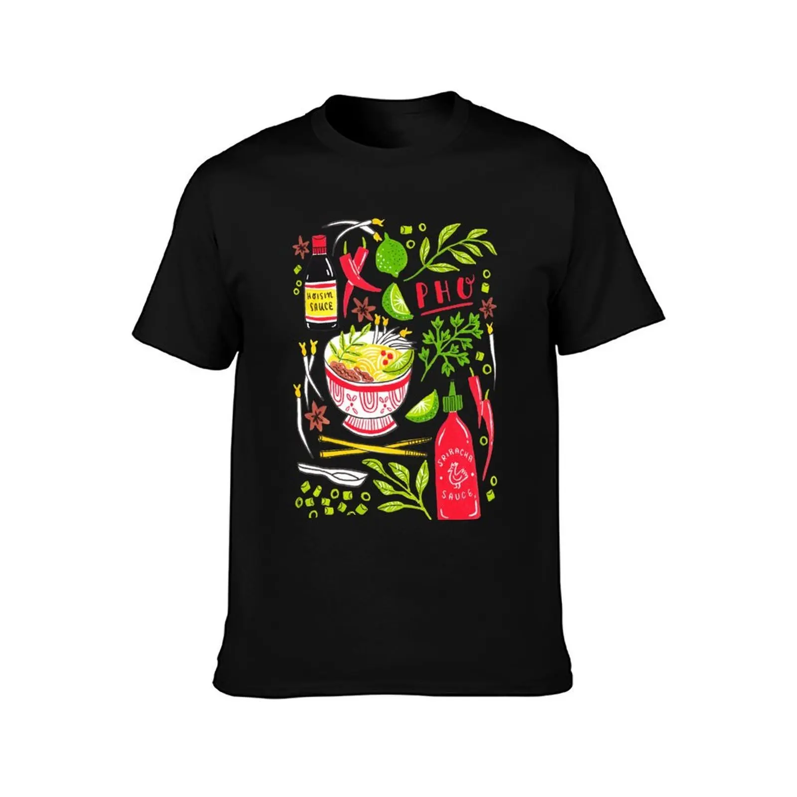 Vietnamese Pho Soup Sriracha T-Shirt Relaxed Casual Short Sleeve Tee