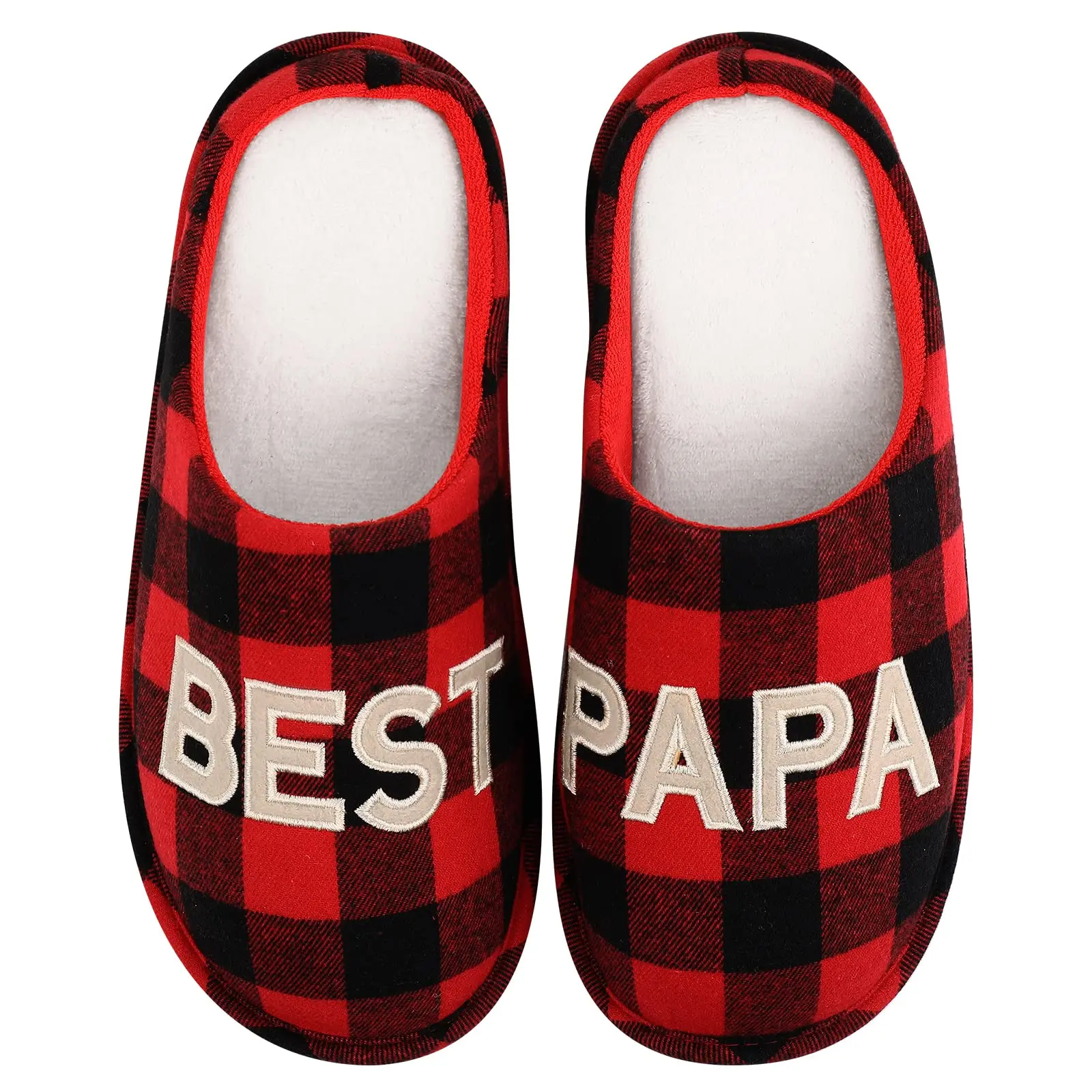 Comwarm Winter Men House Slippers Short Plush Men Slippers Family Fuzzy Flat Slippers Father's Day Christmas Slippers For Gift