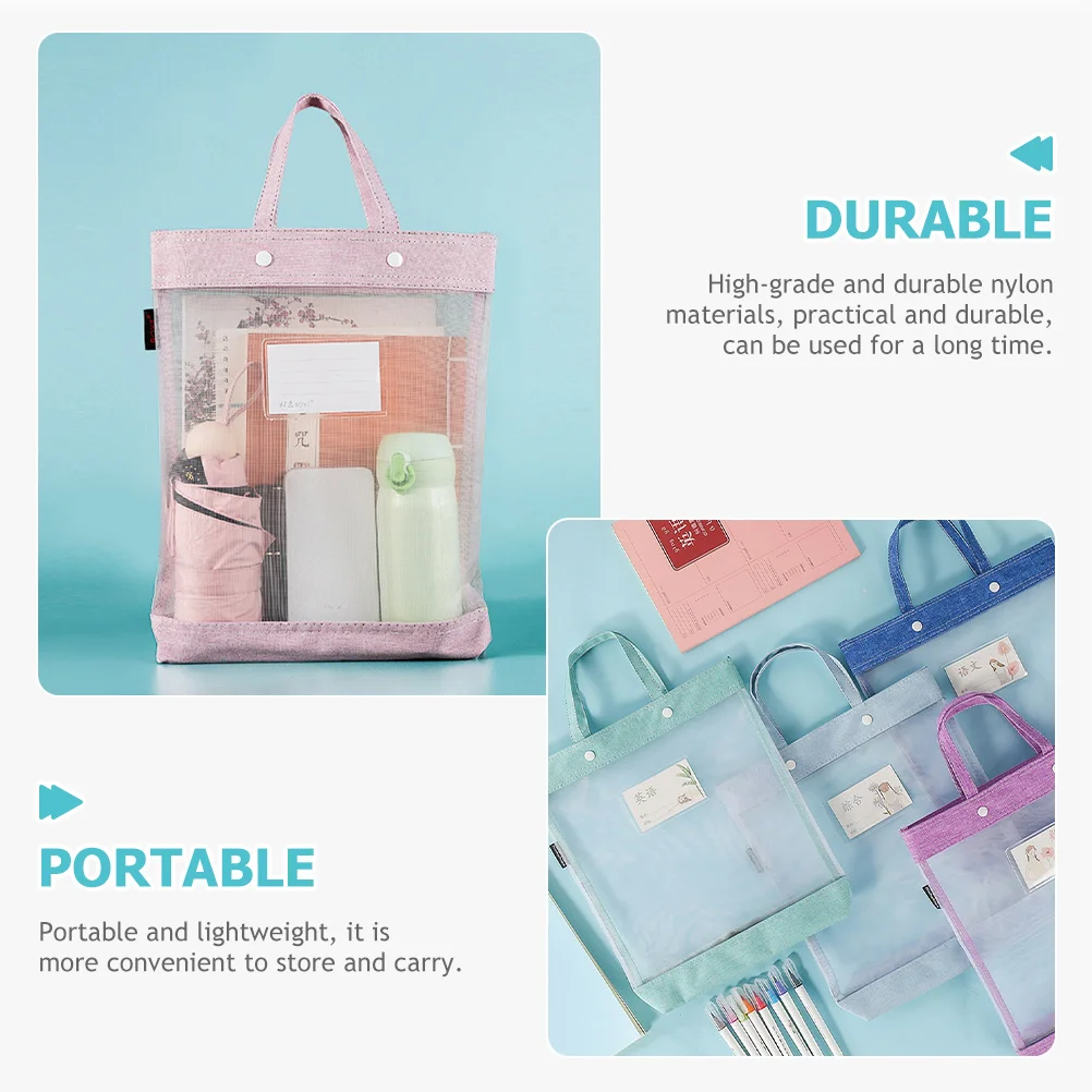 

2pcs File Folders Portable Nylon Tote Bags Document Bags Document Holder Mesh ganizer Storage Office Use