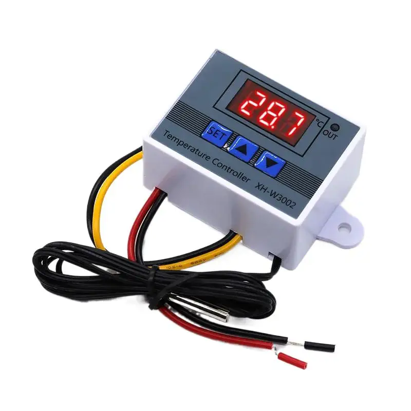 XH-W3002 220V /12V Digital LED Pengendali Suhu 10A Probe Sakelar Kontrol Termostat dengan Sensor Tahan Air W3002