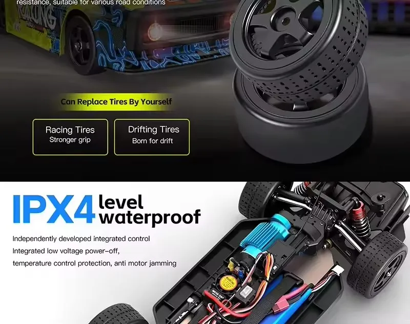 1:12 Flat Running Style Brushless 80KM/H High Speed Remote Control Car 2.4G Linkage Lighting 4WD Racing Drift Metal RC Car Truck
