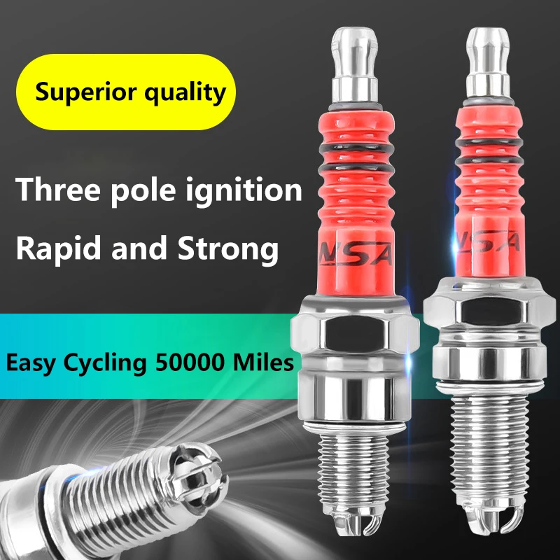 Racing 3 Triple Electrode Racing Spark Plug A7TC D8TC For GY6 CG 50 70 110 125 150CC Motorcycle Atv Scooter Dirt Bike Go Kart