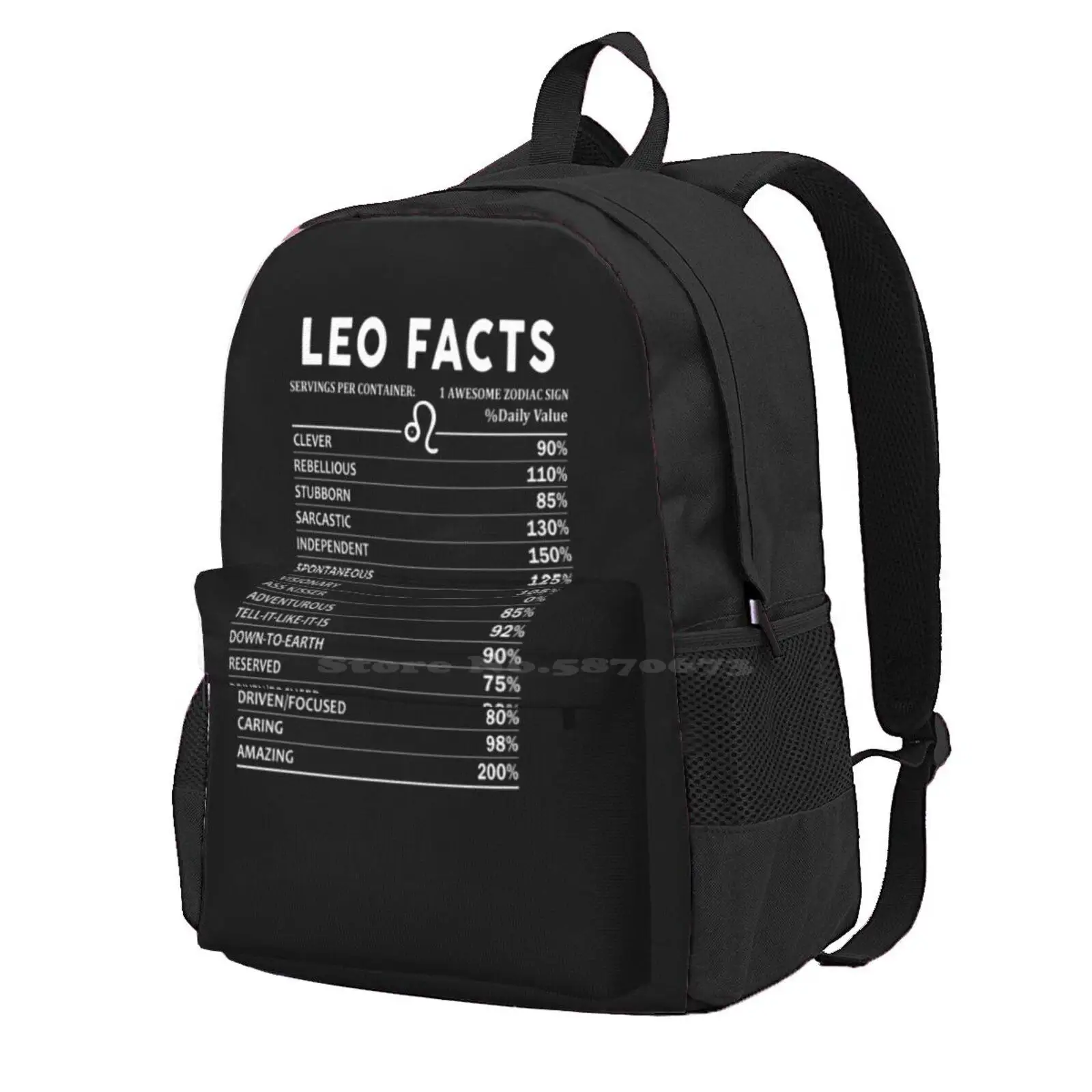 Leo Facts Hot Sale Schoolbag Backpack Fashion Bags Leo Facts Leo Zodiac Leo Sign Funny Leo Design Leo Birthday Leo Lover Leo