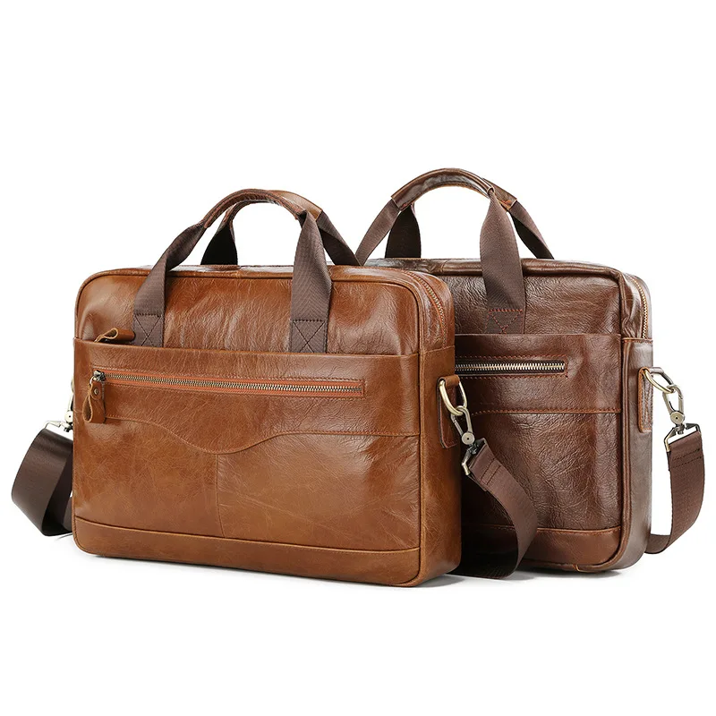 Neue Männer Rindsleder Aktentasche Herren Umhängetasche Vintage Laptop tasche Dokument männliche Umhängetasche Büro handtasche für Männer