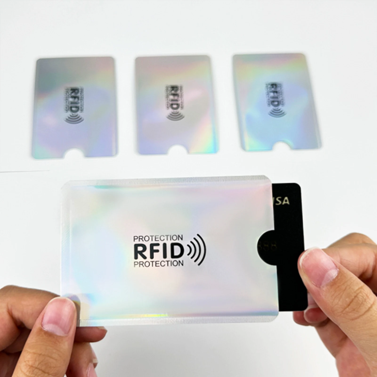 Buste portatili con blocco RFID Protezione per carte di credito multicolore Proteggi le tue carte dal furto elettronico