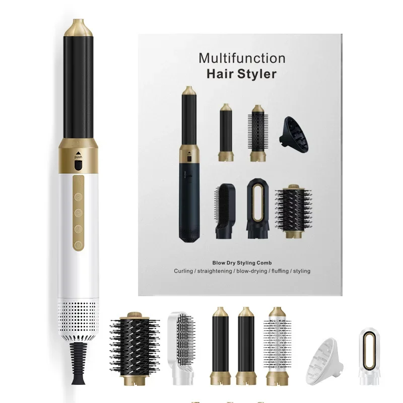 Bestseller High-speed Ion Seven-in-one Hot Air Comb Multi-functional Roll-straight Dual-purpose Hairstyle Fluffy Shape Hair Drye