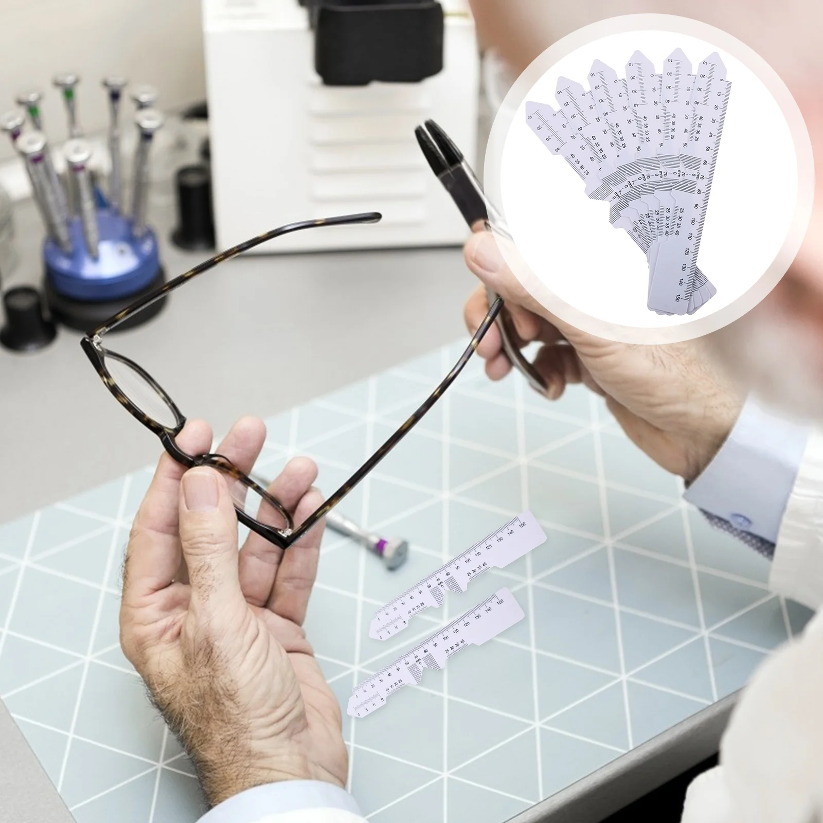 6 Pcs Ophthalmic Tools Six Eyepiece Ruler Measurement Glasses Plastic Pupillary Distance Cursor