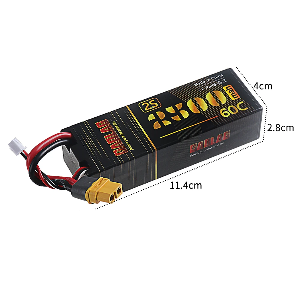 RC Lipo Battery 2S Hard Case 2500mah 3500mah 4000mah 5000mah 6000mah 6500mah 8000mah 7.4V 60C For RC Car Helicopter Quadcopter