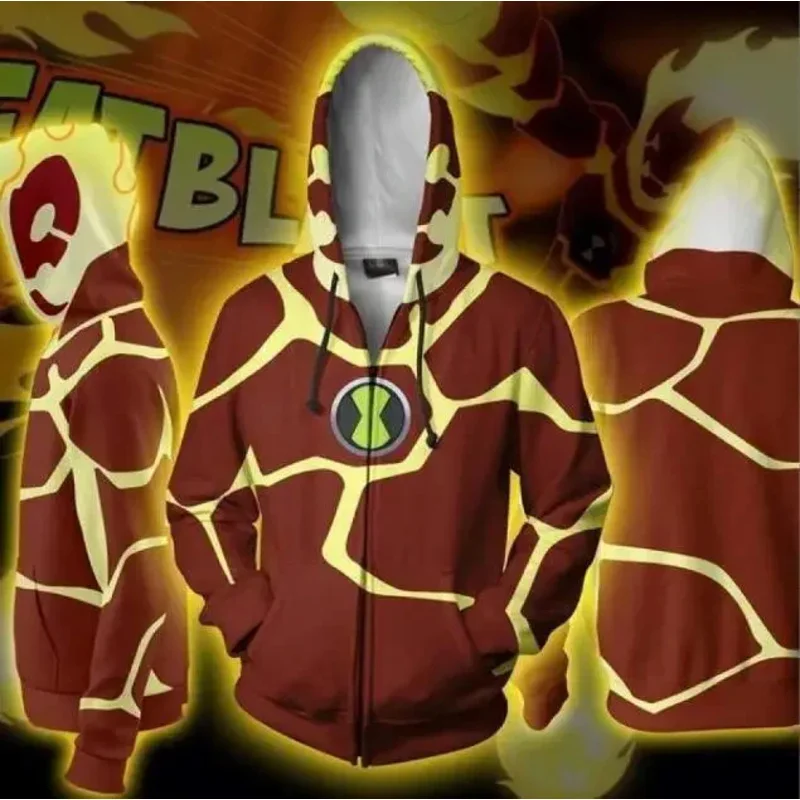 Anime Cosplay Anime Ben10 Alien Force 3D Print Zip Up Women/Men Hoodie Sweatshirt Ben Tennyson 10 Cosplay Zipper Hooded Jacket O