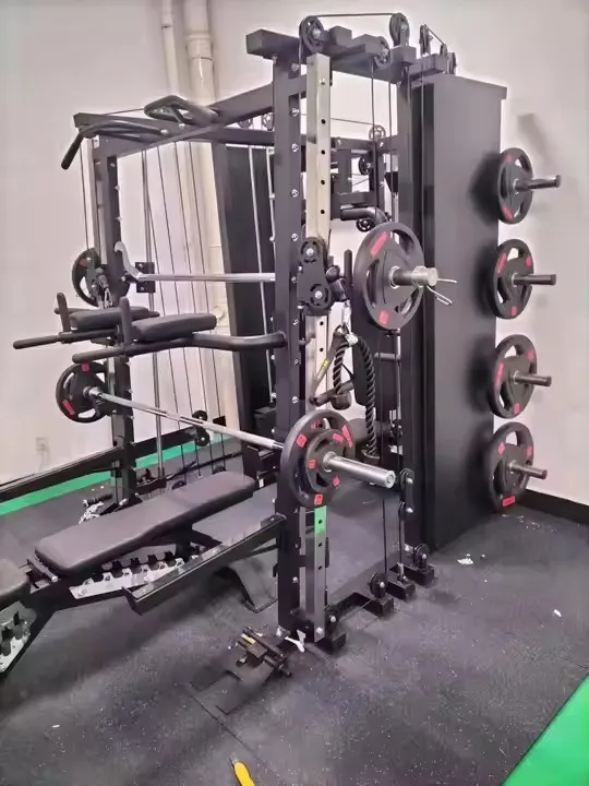 Multi Functional Smith Machine Cable Crossover Equipment Body Building Power Cage Squat Rack Home Gym Exercise Training