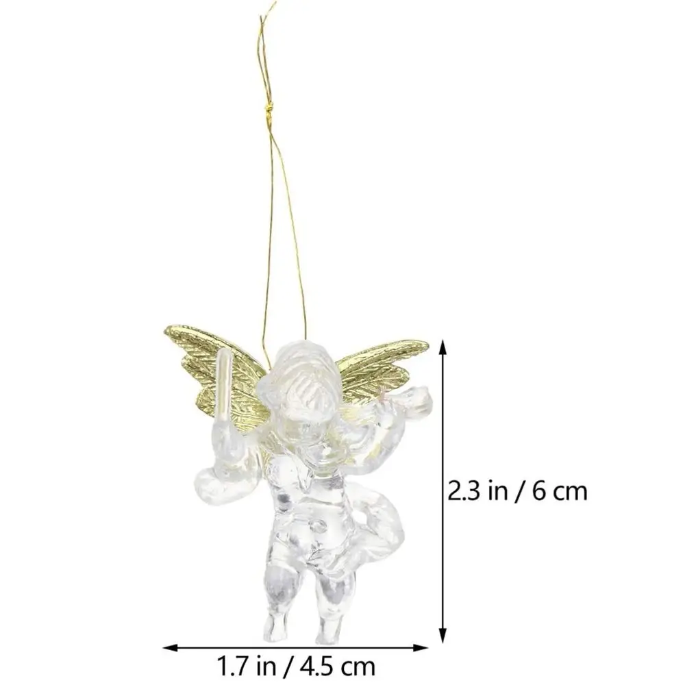 4 قطعة/المجموعة مع الذهب عيد الميلاد الملاك الحلي شفافة الملاك الذهب الجناح الملاك قلادة البلاستيك شجرة عيد الميلاد المعلقات