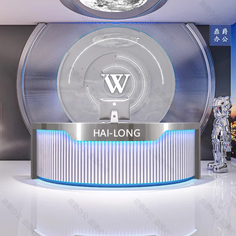 Stainless Steel Arc Monitor Furniture Shop Counter Reception Cosmetics Counter Portable Console Store Arrangement Steel Rod