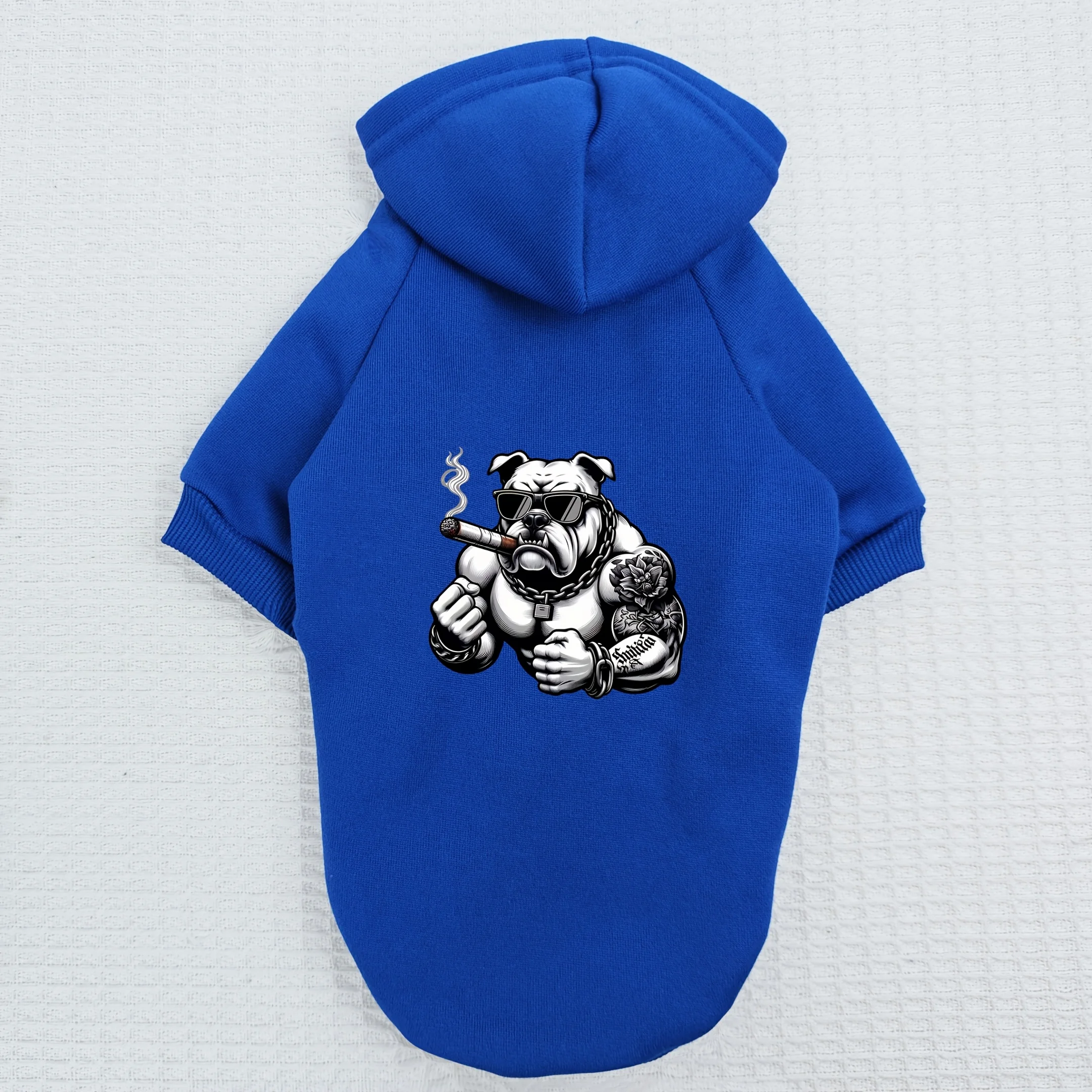 Smoking Bulldog Pet Sweater – Herbst/Winter warmer Samt-Hoodie für Hunde, Geschenk für Hunde