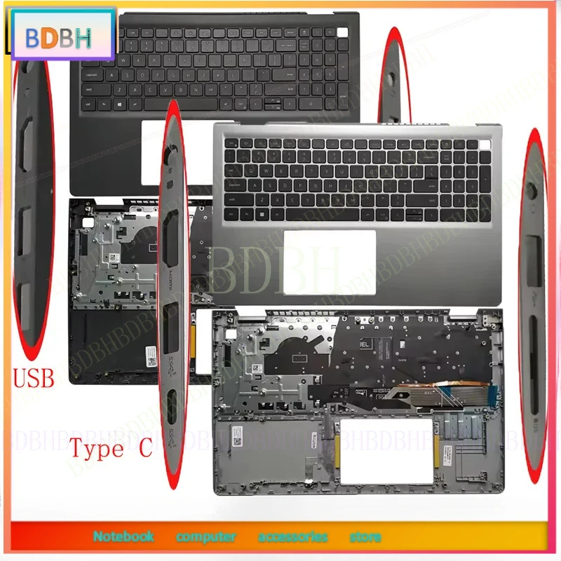 New For Dell Notebook Inspiron 15 3510 3511 3515 3520 3521 Laptop Palmrest Case Keyboard US English Version Upper Cover Black