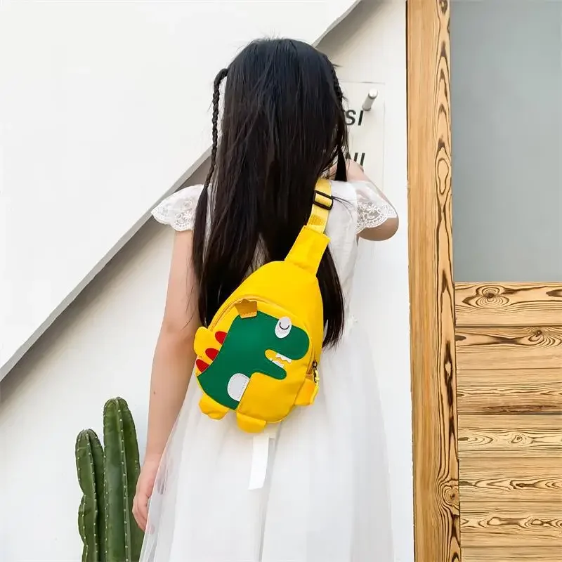 Sacs à dos de dessin animé de dinosaure pour enfants, sacs à bandoulière de poitrine réglables, animaux mignons, sac de messager scolaire unisexe pour enfants, garçons et filles