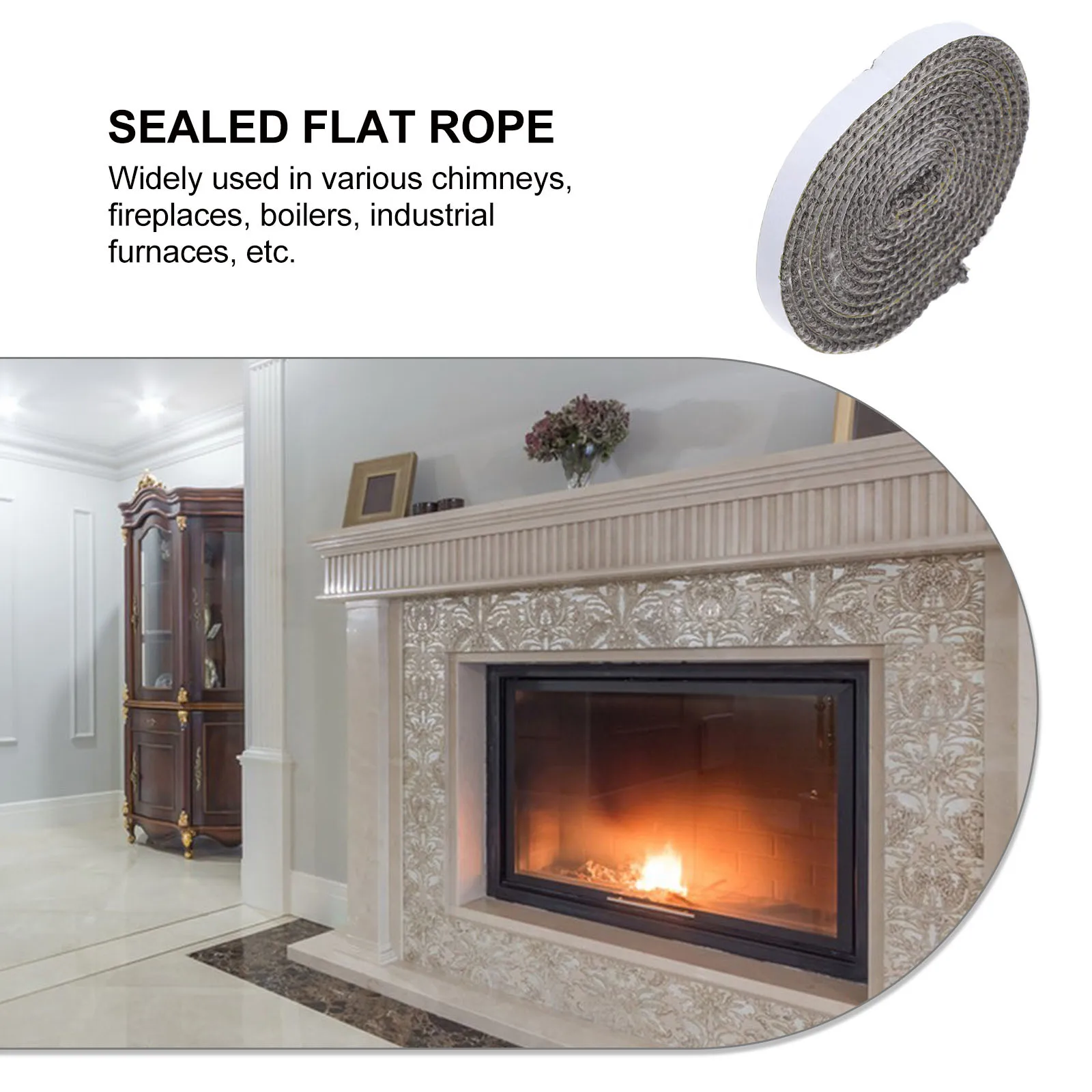 

1 Roll Flat Self Adhesive Stove Seal Tape Wood Stove Door Gasket Fiberglass Rope Fireplaces Rope Sealant Strip High Temp Fire