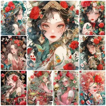 quebra-cabeca-fantasia-floral-antigo-de-multiplos-paineis-com-menina-chinesa-ornamento-retro-oriental-para-decoracao-de-parede