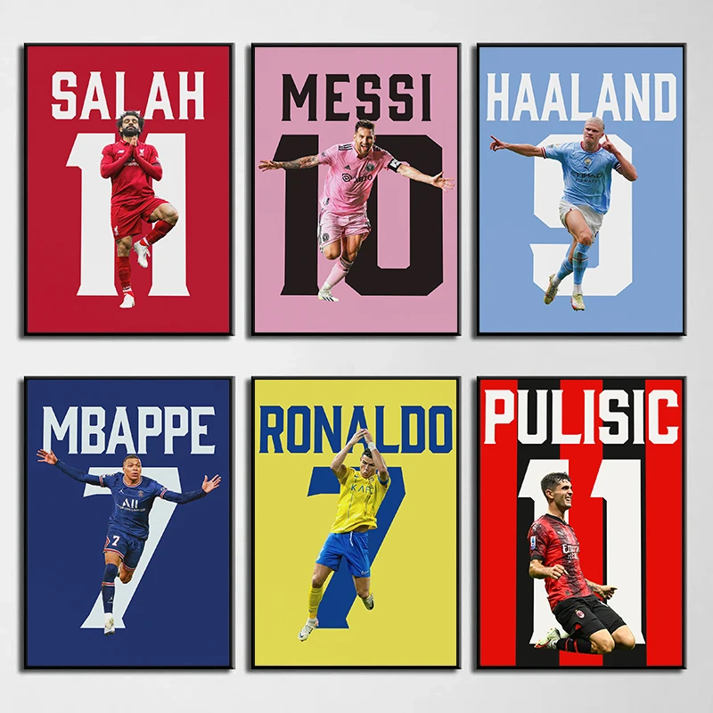 Pop Sports Athlete Football Champion Soccer Star Poster Canvas Painting Wall Art Pictures Home Club Bar Decor Fans Gift