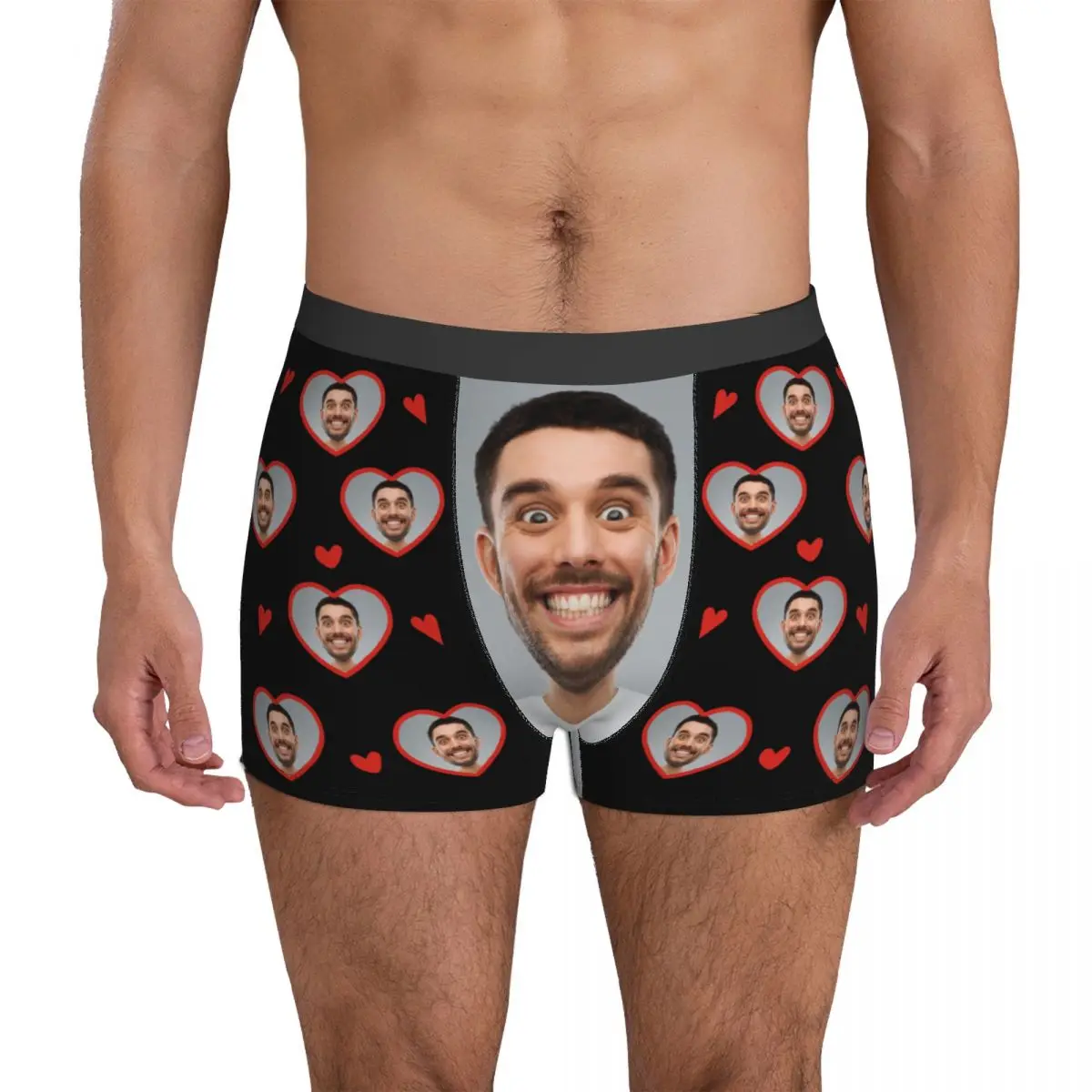 Custom Face Mens Boxer Briefs Personalized Underwear with Photo Customized Boxers Gifts for Boyfriend Husband Father's Day