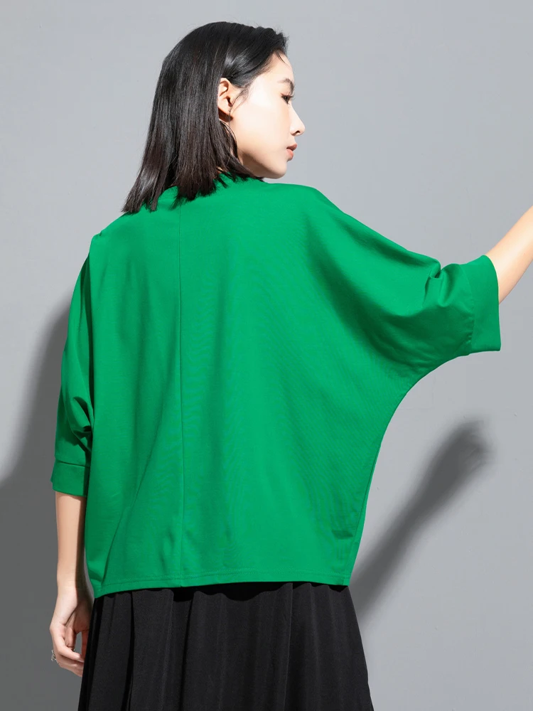 Amax LuluE Korean Summer Ladies Fashion Leisure Oversized T-shirts Womens Vintage Loose Tops Classic Clothes Soild Punk Blouses