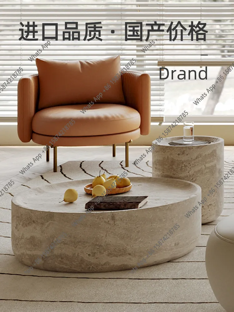 Minimalist modern Italian style, marble coffee table combination, high-end medieval style large apartment round set