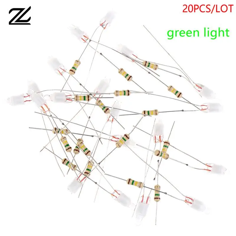 20Pcs Green Indicator Neon Light Sign F4 Neonlight With Resistor 4*10mm Glow Lamp Accessories