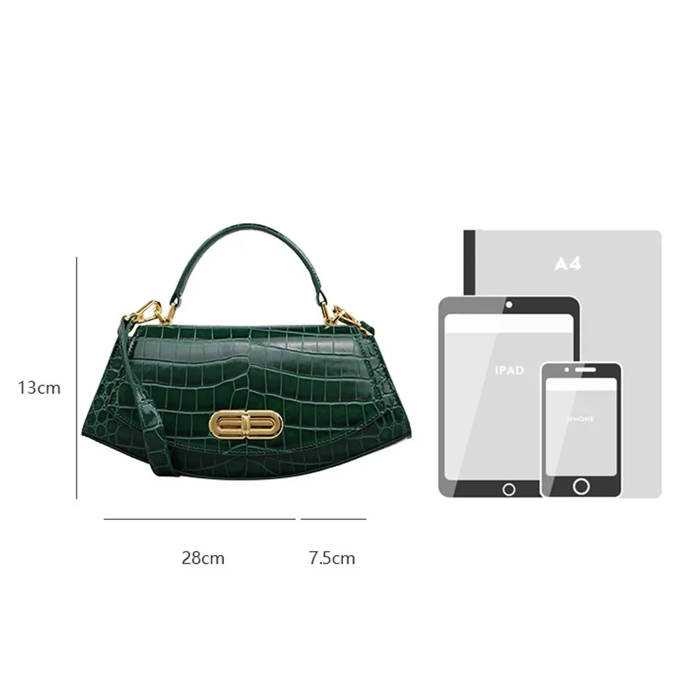 Leather Handbags Crocodile Pattern Small Bag Single Shoulder Saddle  Design Mini Personalized Crossbody Handbag