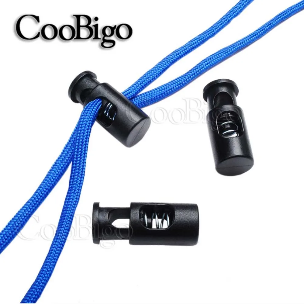 10pcs Plastic Cord Lock Stopper Spring Toggle Clip Cylinder Rope Clamp Buckle for Drawstring Bag Shoelace Garment Accessories