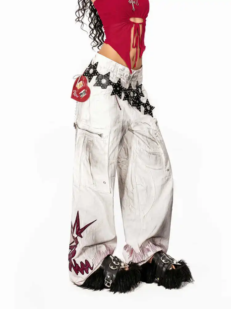 

Женские мешковатые джинсы Y2k, японская уличная одежда 2000-х годов, мужские джинсовые брюки с высокой талией, широкие длинные брюки в стиле киберпанк, Harajuku, новинка