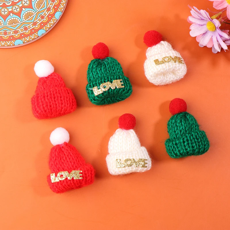 10 Pces Mini Christmas Knitted Hat Christmas Decoration Holiday Handmade DIY Pendant