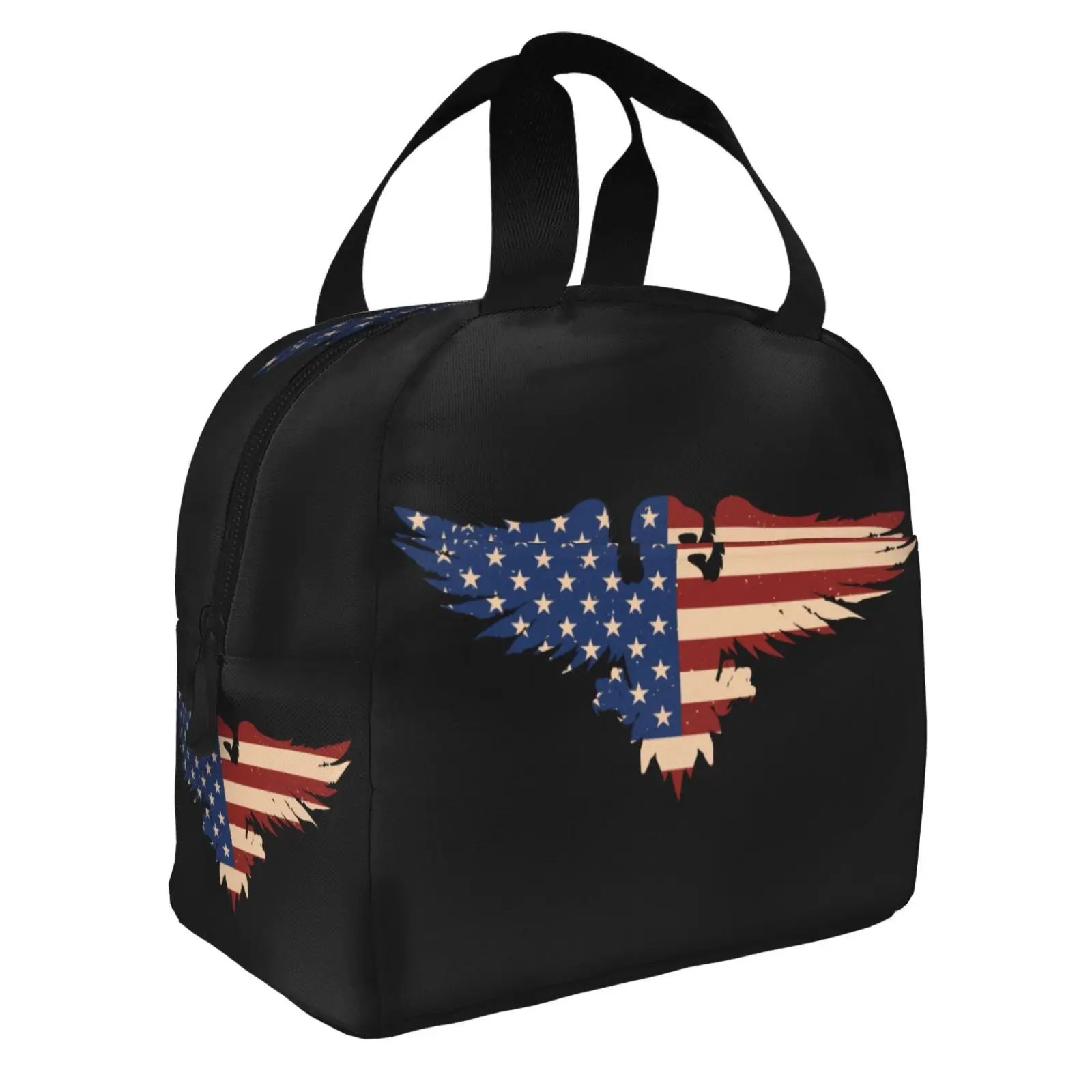 American Eagle USA Flag Insulated Lunch Bag The Nightmare Before Christmas Portable Thermal Cooler Lunch Box Container Tote Bags