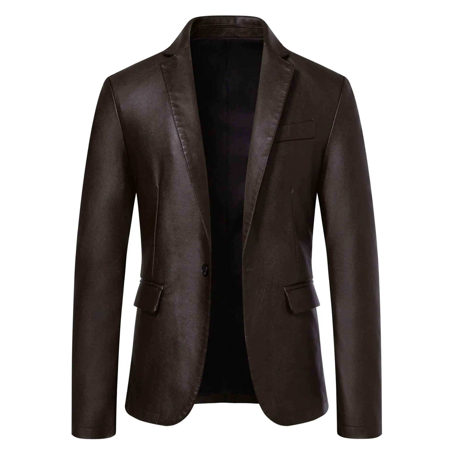 2026 New Slim Fit Leather Coat Casual Small Suit Men Korean Style Popular Jacket Trend