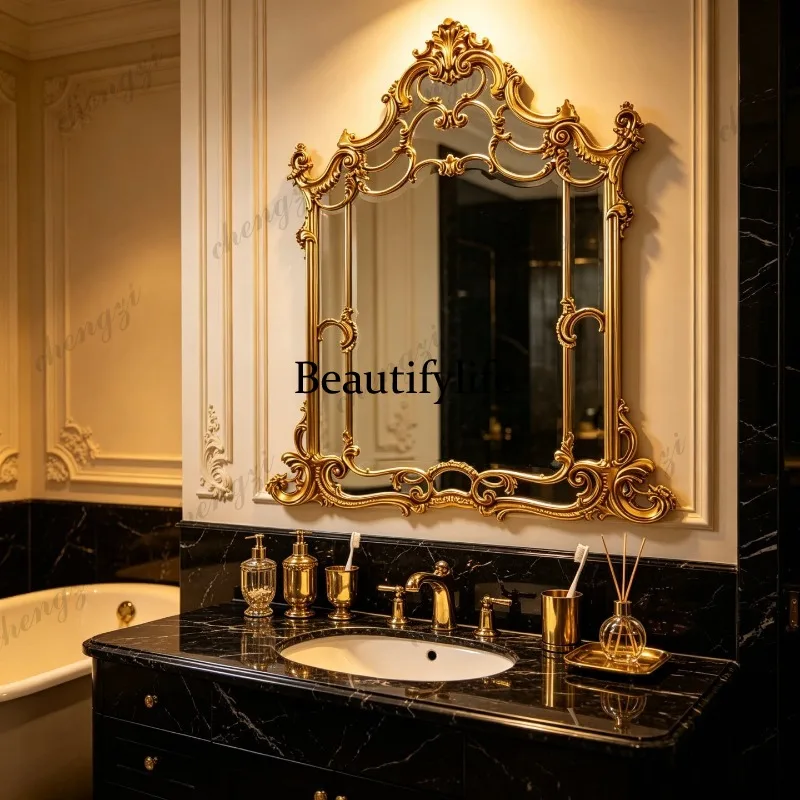 French retro fireplace decorative mirror American home cosmetic mirror European bathroom mirror