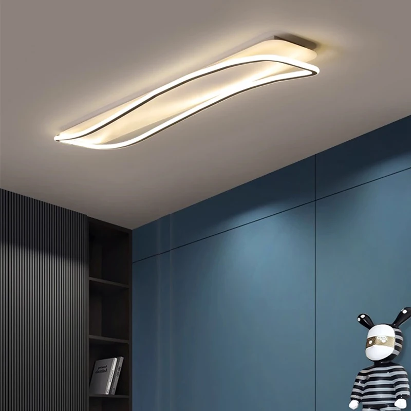 

2026 Modern Creative Wave Hallway Balcony LED Ceiling Lamp Bedroom Cloakroom Aisle Light Home Decor Ceiling Chandelier Office Fi