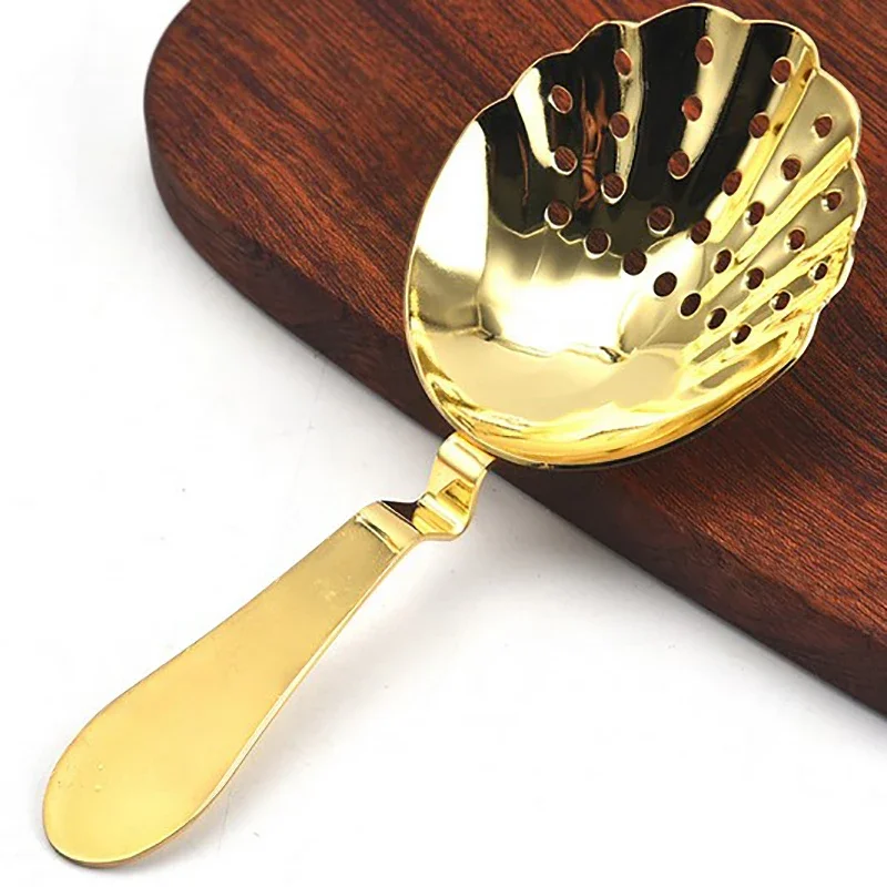 1Pc Bar Strainer Julep Cocktail Bartender Ice Tool Spoon Shaker Shell Design Home Stainless Steel Spoon