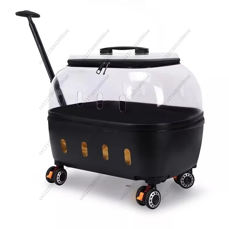 Transparent Cat Cage LargeCapacity Pet SuitcaseBreathable Cat Carriers Pull Standing Wave Ratio MeterStanding WavePower
