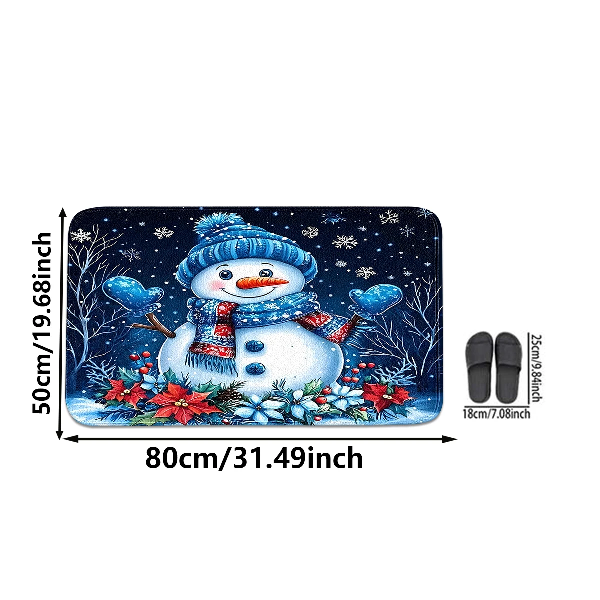 يمكن شراء مجموعة مكونة من ثلاث قطع بنمط رجل الثلج الأزرق لعيد الميلاد بشكل فردي أو مجموعة معًا لسجاد الحمام #5